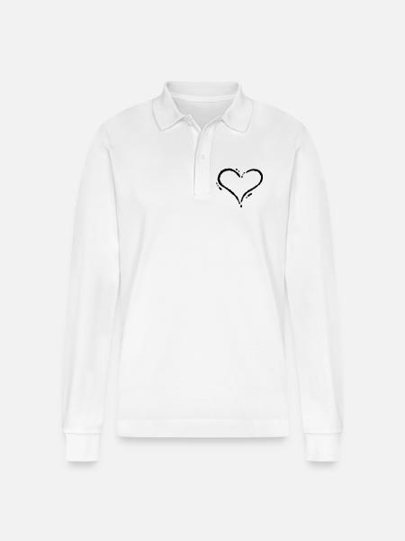 Herz - Scribble (Zeichnung) - Stanley/Stella Unisex Bio-Langarm-Poloshirt Prepster - Weiß