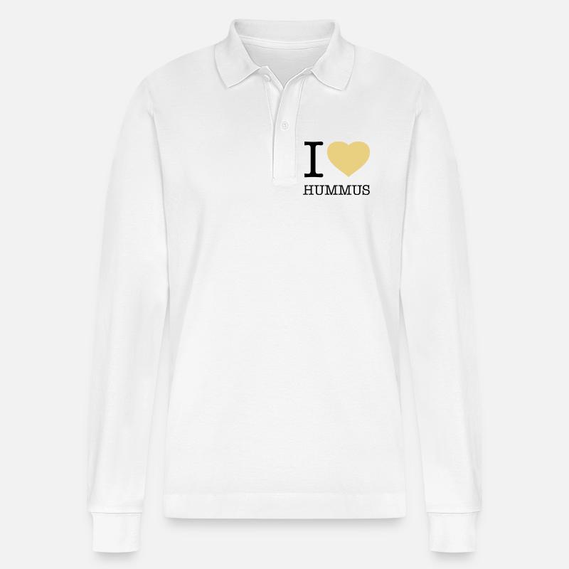 I LOVE HUMMUS - Stanley/Stella Unisex Bio-Langarm-Poloshirt Prepster - Weiß
