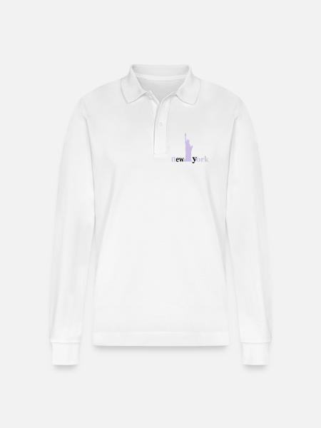 new_york - Stanley/Stella Organic Unisex Long-Sleeved Polo Shirt Prepster - white