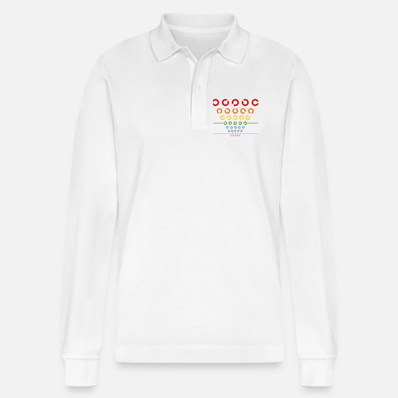 Regenbogen Sehtest - Stanley/Stella Unisex Bio-Langarm-Poloshirt Prepster - Weiß