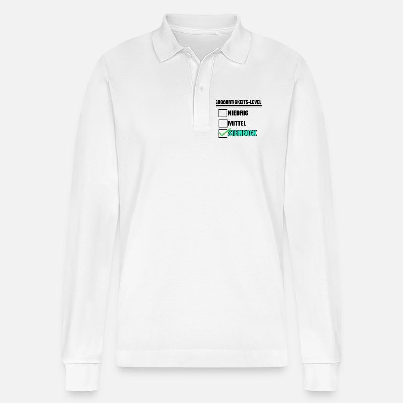 Astrologie Steinbock Statement Tierkreiszeichen - Stanley/Stella Unisex Bio-Langarm-Poloshirt Prepster - Weiß
