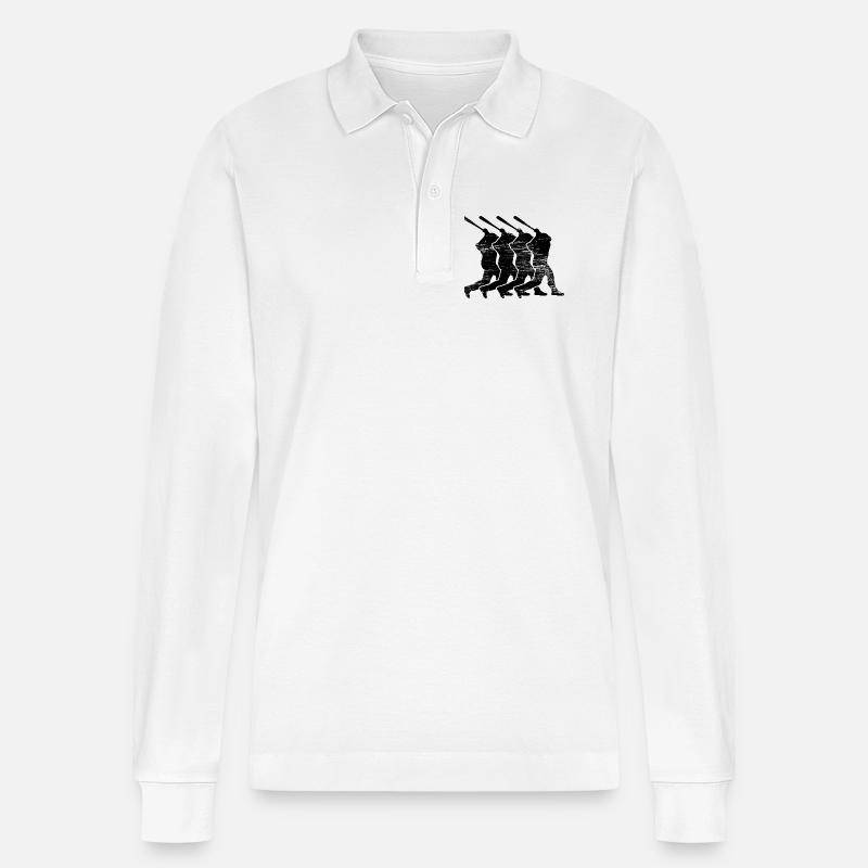 Baseballschläger - Stanley/Stella Unisex Bio-Langarm-Poloshirt Prepster - Weiß