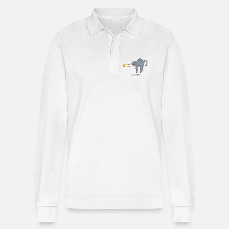 Lume-Katze - Stanley/Stella Unisex Bio-Langarm-Poloshirt Prepster - Weiß