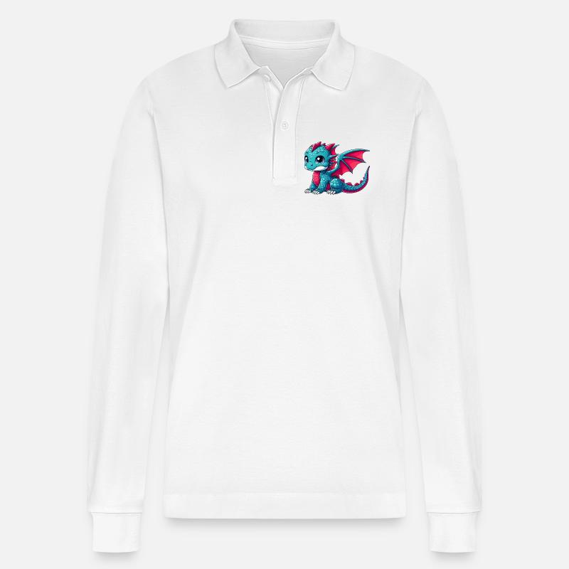 Drache - Stanley/Stella Unisex Bio-Langarm-Poloshirt Prepster - Weiß