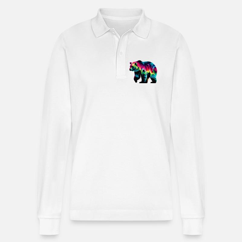 Bär - Stanley/Stella Unisex Bio-Langarm-Poloshirt Prepster - Weiß