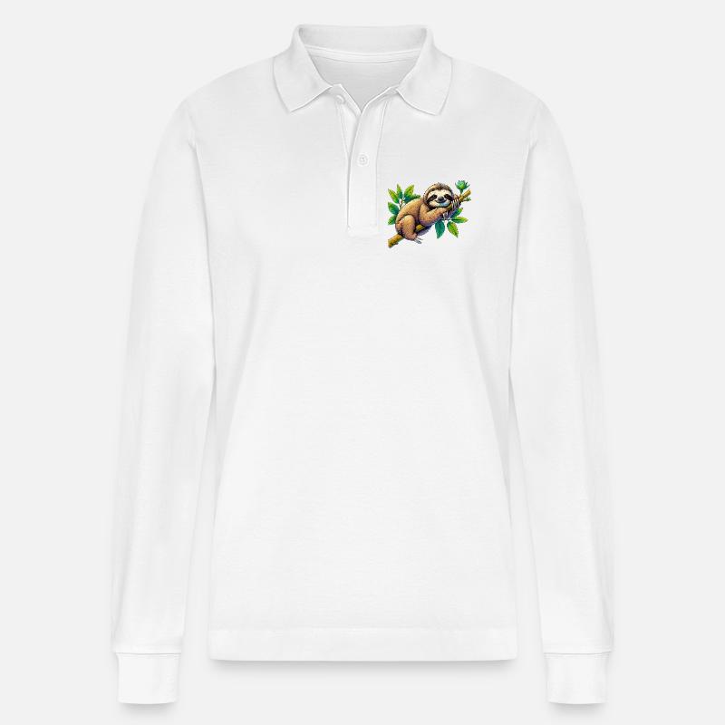 Faultier - Stanley/Stella Unisex Bio-Langarm-Poloshirt Prepster - Weiß