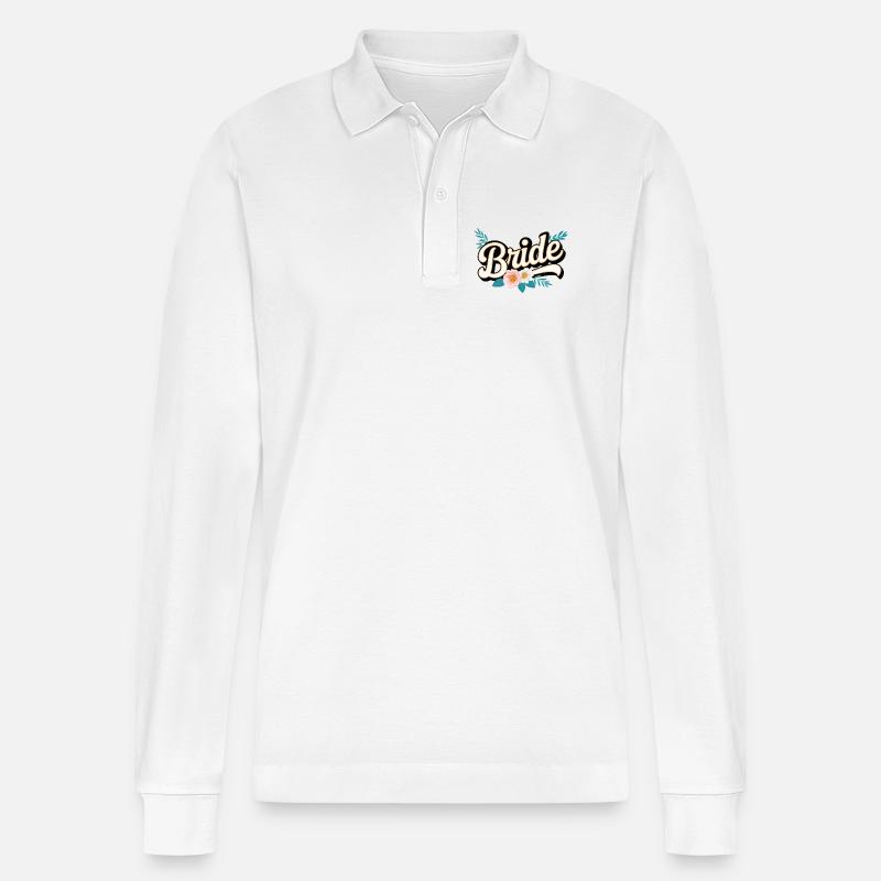 Team Bride! Personalisierbar - Stanley/Stella Unisex Bio-Langarm-Poloshirt Prepster - Weiß