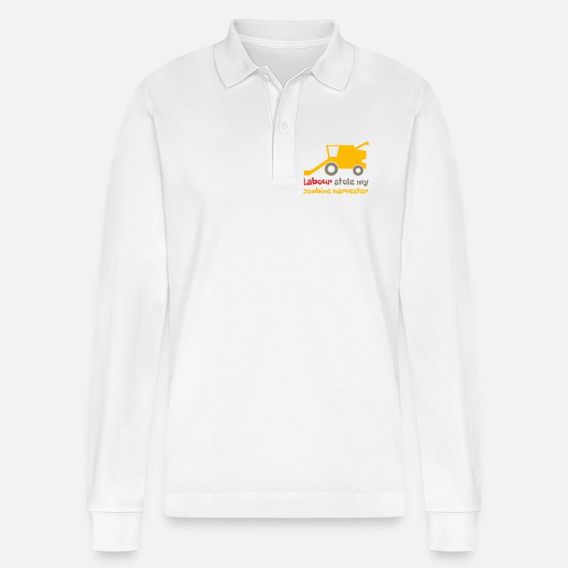 Les ouvriers ont volé ma moissonneuse-batteuse - Polo à manches longues bio PREPSTER Stanley/Stella Unisexe - blanc