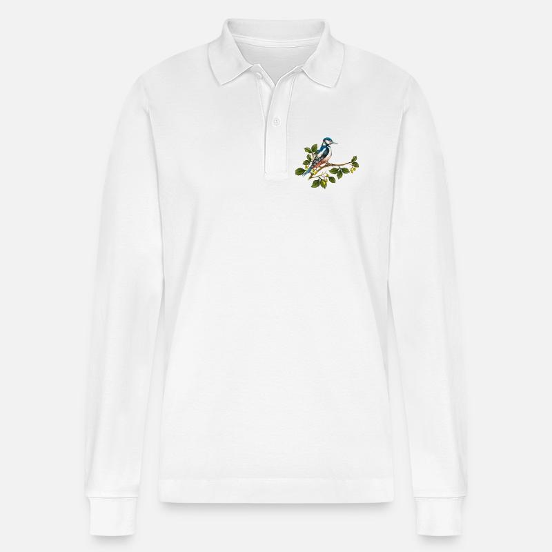 Bunter Vogel - Stanley/Stella Unisex Bio-Langarm-Poloshirt Prepster - Weiß