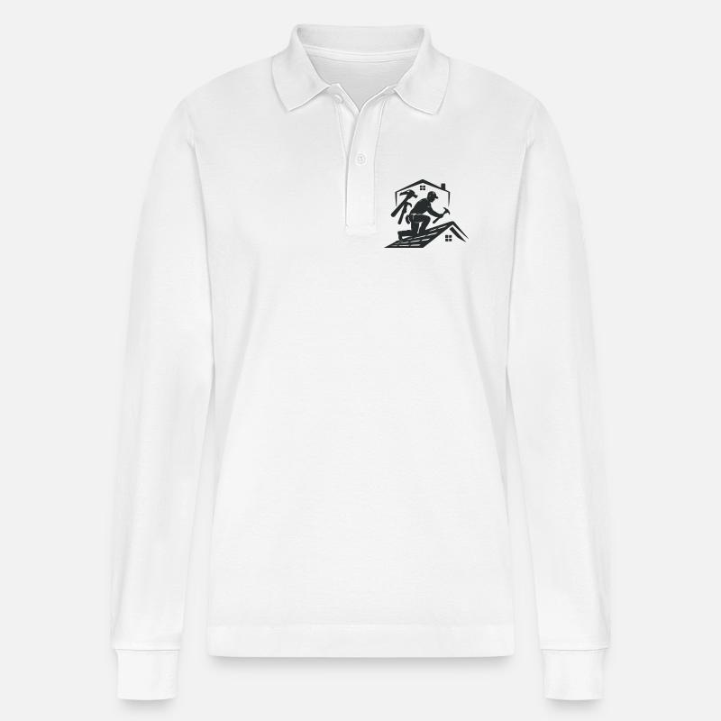 Dachhandwerker Silhouette Dachdecker - Stanley/Stella Unisex Bio-Langarm-Poloshirt Prepster - Weiß