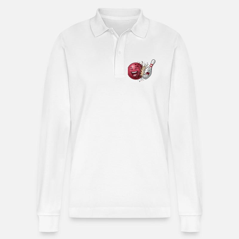 Kugelknaller: Bowling Clash - Stanley/Stella Unisex Bio-Langarm-Poloshirt Prepster - Weiß