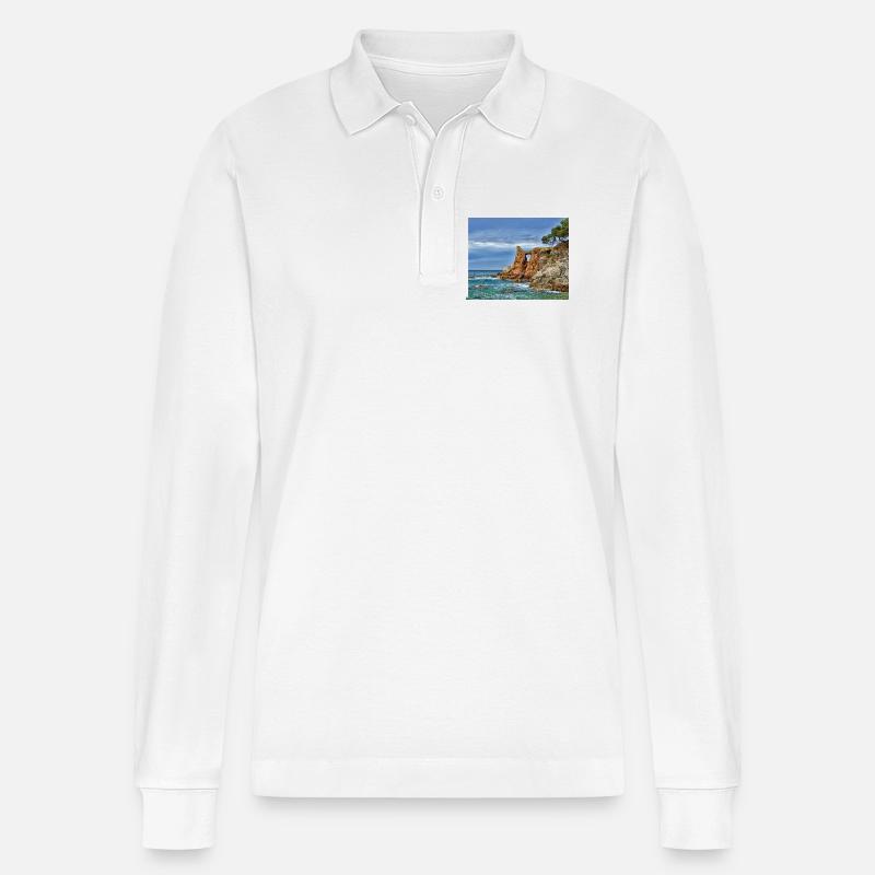 Sea Arch an der Klippenseite - Stanley/Stella Unisex Bio-Langarm-Poloshirt Prepster - Weiß