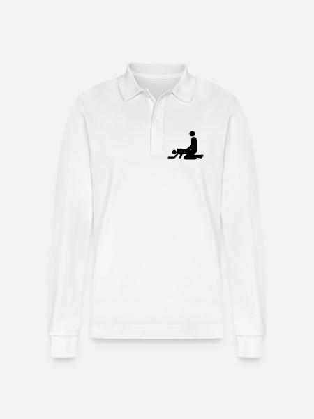 von hinten - Stanley/Stella Organic Unisex Long-Sleeved Polo Shirt Prepster - white