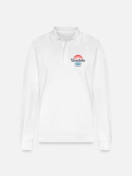 Usedom MeerLifestyle Stranddesign - Stanley/Stella Unisex Bio-Langarm-Poloshirt Prepster - Weiß