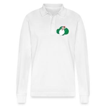Weihnachtsmann & Co. KG Weihnachtsmann Tannengrün - Stanley/Stella Unisex Bio-Langarm-Poloshirt Prepster - Weiß - Vorne - Anna (173cm) & Nico (186cm)