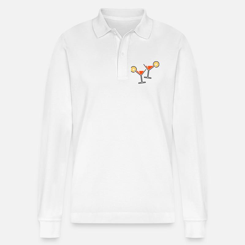 2 Cocktailgläser / Cocktail / Martini + (Orange) - Stanley/Stella Unisex Bio-Langarm-Poloshirt Prepster - Weiß