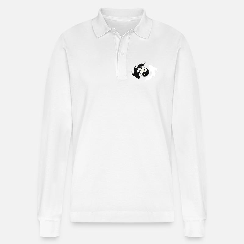 Yin und Yang Harmonie - Stanley/Stella Unisex Bio-Langarm-Poloshirt Prepster - Weiß
