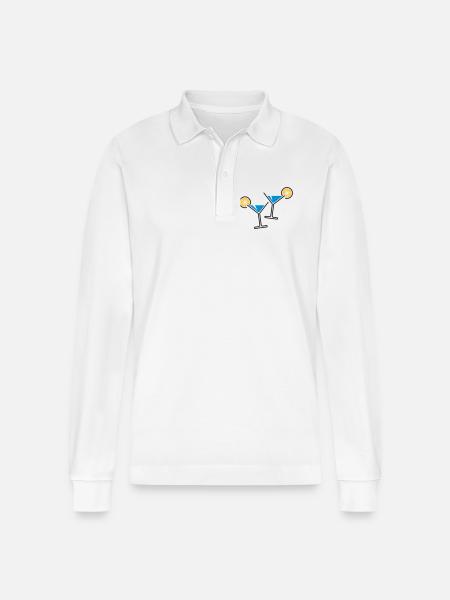 2 cocktail glasses (light blue) - Stanley/Stella Organic Unisex Long-Sleeved Polo Shirt Prepster - white