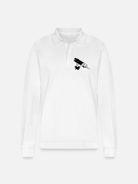 A brush and dripping paint - Stanley/Stella Organic Unisex Long-Sleeved Polo Shirt Prepster - white