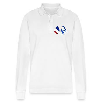 Flagge von Frankreich und Flagge Israel - Stanley/Stella Unisex Bio-Langarm-Poloshirt Prepster - Weiß - Vorne - Anna (173cm) & Nico (186cm)
