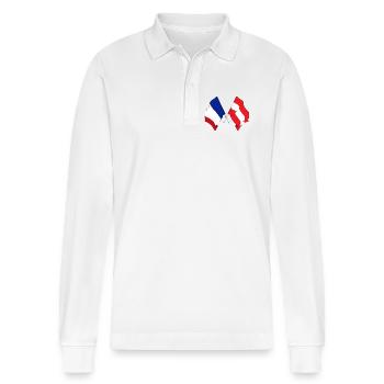 Drapeau de la France et drapeau de l’Autriche - Polo à manches longues bio PREPSTER Stanley/Stella Unisexe - blanc - Devant - Anna (173cm) & Nico (186cm)