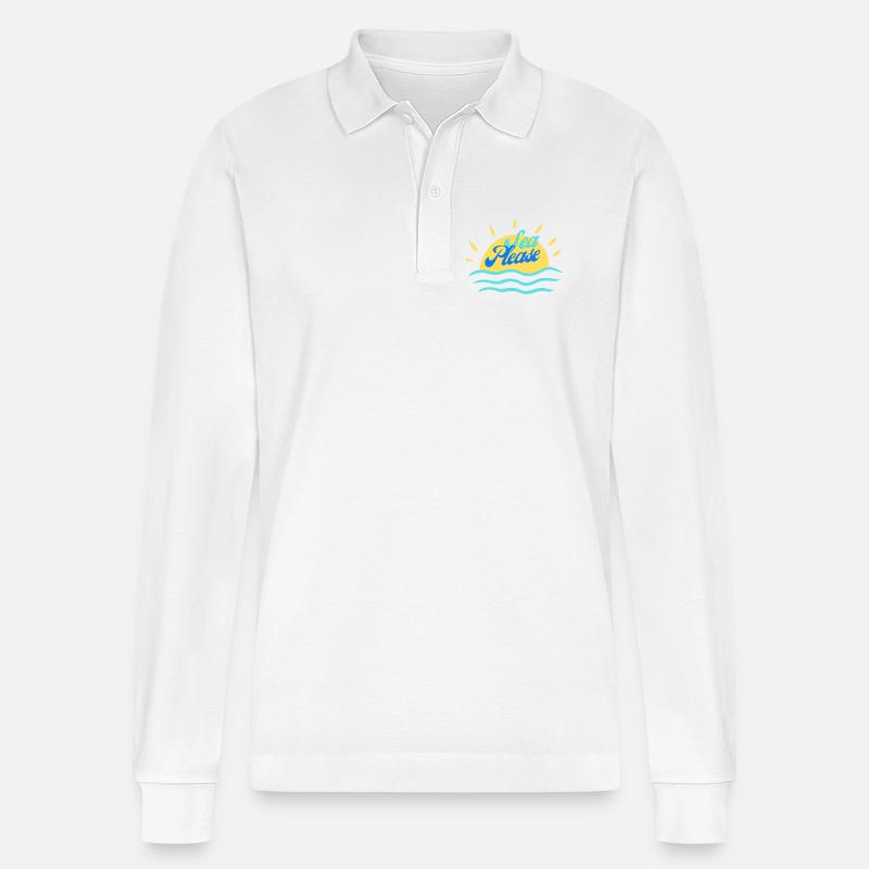 Meer bitte - Stanley/Stella Unisex Bio-Langarm-Poloshirt Prepster - Weiß