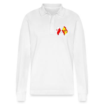 Drapeau de la Pologne, drapeau de l’Espagne - Polo à manches longues bio PREPSTER Stanley/Stella Unisexe - blanc - Devant - Anna (173cm) & Nico (186cm)