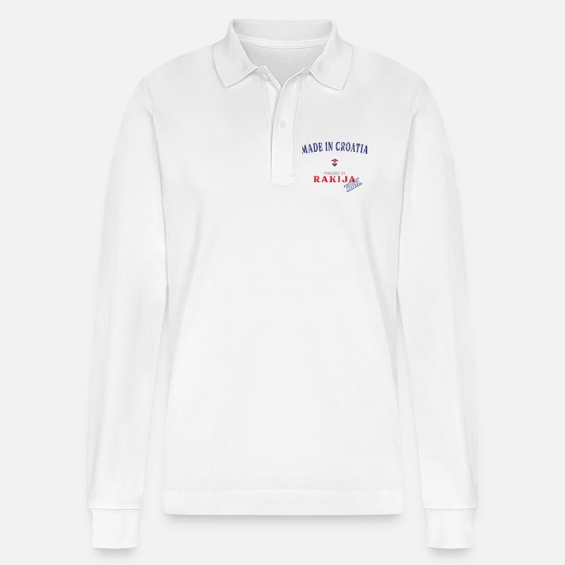 Kroatien - Stanley/Stella Unisex Bio-Langarm-Poloshirt Prepster - Weiß