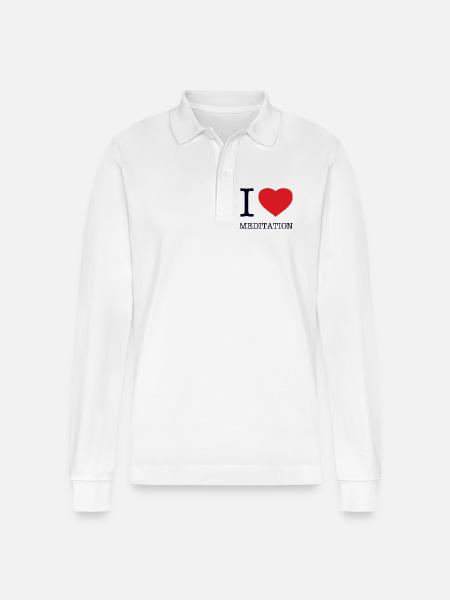 J'aime la méditation - Polo à manches longues bio PREPSTER Stanley/Stella Unisexe - blanc