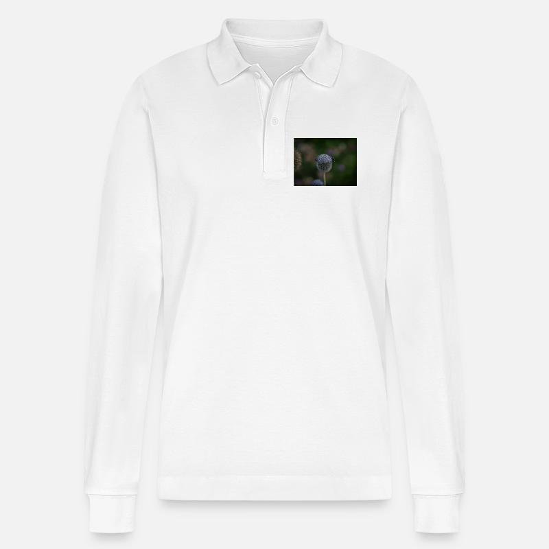 Api su cardo globo viola - Polo a manica lunga ecologica unisex Prepster di Stanley/Stella - bianco