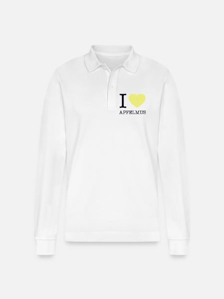 I love Apfelmus - Stanley/Stella Unisex Bio-Langarm-Poloshirt Prepster - Weiß