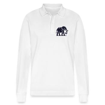Éléphant Pixel Art Bleu foncé - Polo à manches longues bio PREPSTER Stanley/Stella Unisexe - blanc - Devant - Anna (173cm) & Nico (186cm)