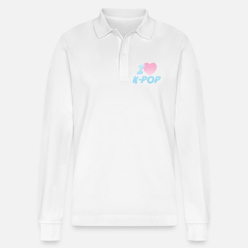 Ich liebe K-Pop - Stanley/Stella Unisex Bio-Langarm-Poloshirt Prepster - Weiß