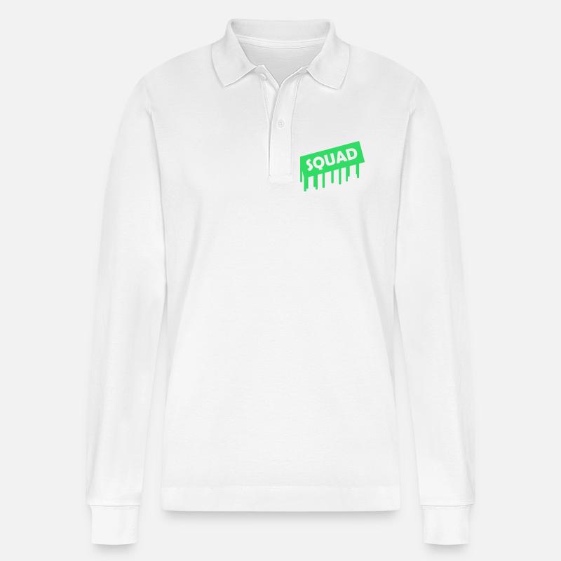 squad- - Stanley/Stella Unisex Bio-Langarm-Poloshirt Prepster - Weiß