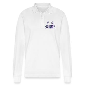 3. Klasse - Grundschule Katzen - Stanley/Stella Unisex Bio-Langarm-Poloshirt Prepster - Weiß - Vorne - Anna (173cm) & Nico (186cm)