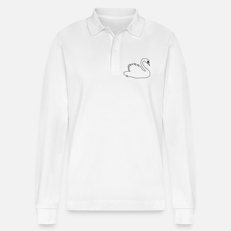 Transparenter Schwan - Stanley/Stella Unisex Bio-Langarm-Poloshirt Prepster - Weiß