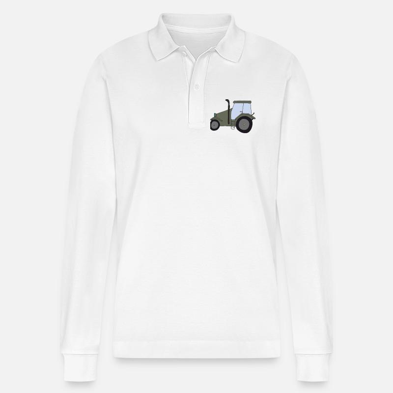 traktor oldtimer - Stanley/Stella Unisex Bio-Langarm-Poloshirt Prepster - Weiß