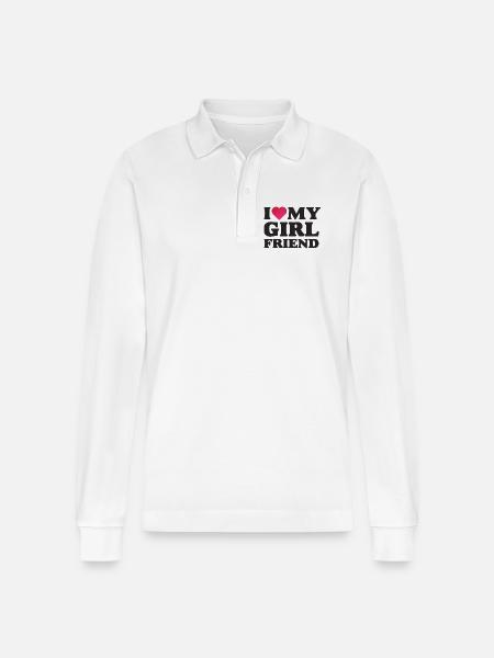 I Love My Girlfriend - Stanley/Stella Organic Unisex Long-Sleeved Polo Shirt Prepster - white