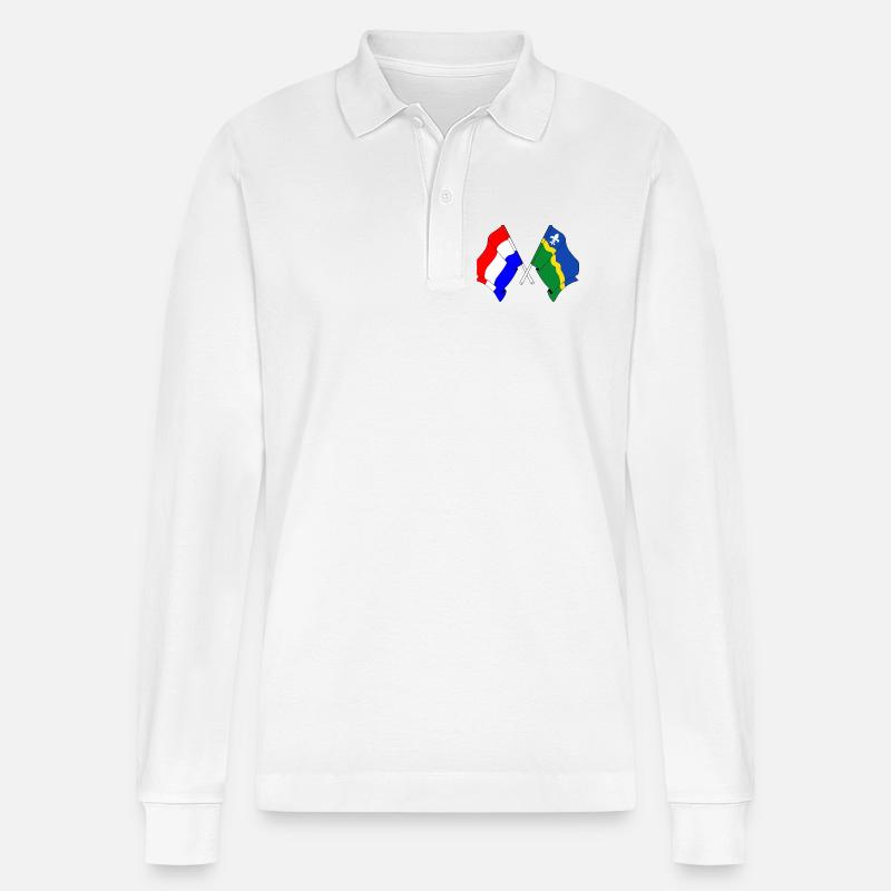 Flagge Niederlande Flevoland - Stanley/Stella Unisex Bio-Langarm-Poloshirt Prepster - Weiß