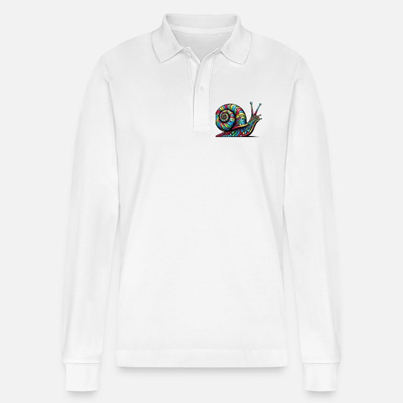 Schnecke - Stanley/Stella Unisex Bio-Langarm-Poloshirt Prepster - Weiß