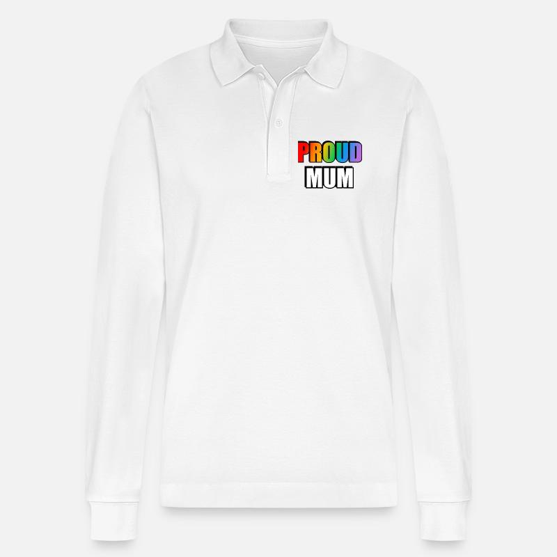 Regenbogen Stolz Mutter Schwul Verbündeter - Stanley/Stella Unisex Bio-Langarm-Poloshirt Prepster - Weiß
