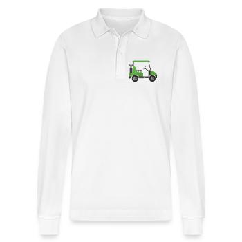 Golfwagen - Stanley/Stella Unisex Bio-Langarm-Poloshirt Prepster - Weiß - Vorne - Anna (173cm) & Nico (186cm)