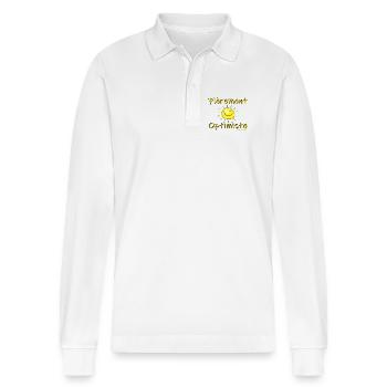 Fièrement Optimiste - Polo à manches longues bio PREPSTER Stanley/Stella Unisexe - blanc - Devant - Anna (173cm) & Nico (186cm)