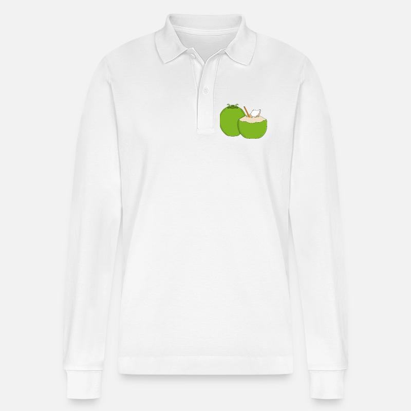 Emerald Coconut Splash - Stanley/Stella Unisex Bio-Langarm-Poloshirt Prepster - Weiß