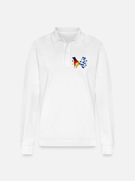 Germany Greece Flag Holding Hands - Stanley/Stella Organic Unisex Long-Sleeved Polo Shirt Prepster - white