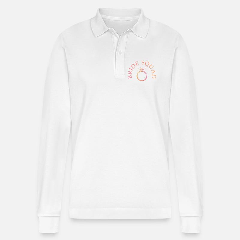 Bride Squad - Ring - personalisierbar - Stanley/Stella Unisex Bio-Langarm-Poloshirt Prepster - Weiß