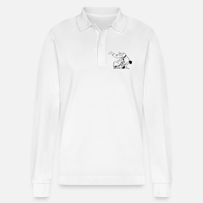Judowurf Männer - Stanley/Stella Unisex Bio-Langarm-Poloshirt Prepster - Weiß