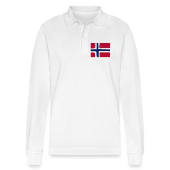 Drapeau de la Norvège - Polo à manches longues bio PREPSTER Stanley/Stella Unisexe - blanc - Devant - Anna (173cm) & Nico (186cm)
