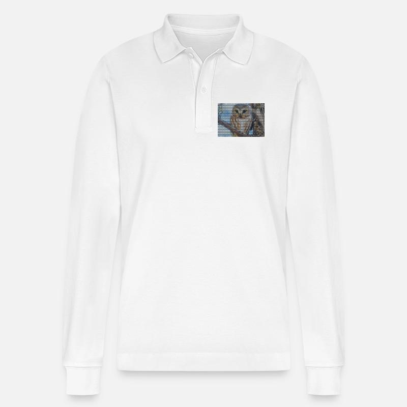 Abendwald Eulenblick - Stanley/Stella Unisex Bio-Langarm-Poloshirt Prepster - Weiß