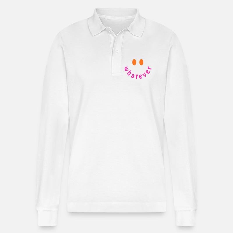 Whatever Smile - Lustiges Y2K Statement Design - Stanley/Stella Unisex Bio-Langarm-Poloshirt Prepster - Weiß